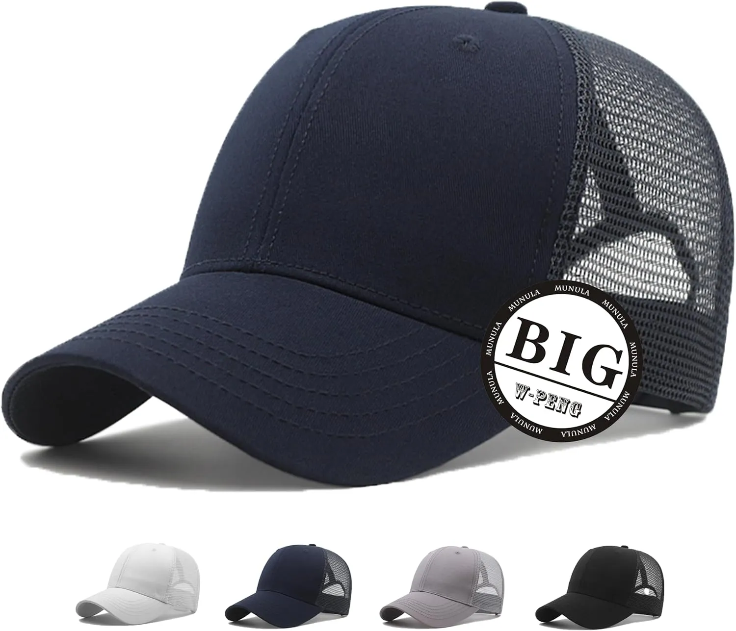 Oversize Large Mesh Trucker Hat Big Head Hats for Men XXL Baseball Cap Breathable Dad Hat Adjustable 23.6"-25.6"