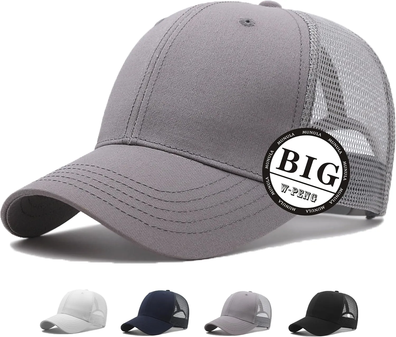 Oversize Large Mesh Trucker Hat Big Head Hats for Men XXL Baseball Cap Breathable Dad Hat Adjustable 23.6"-25.6"