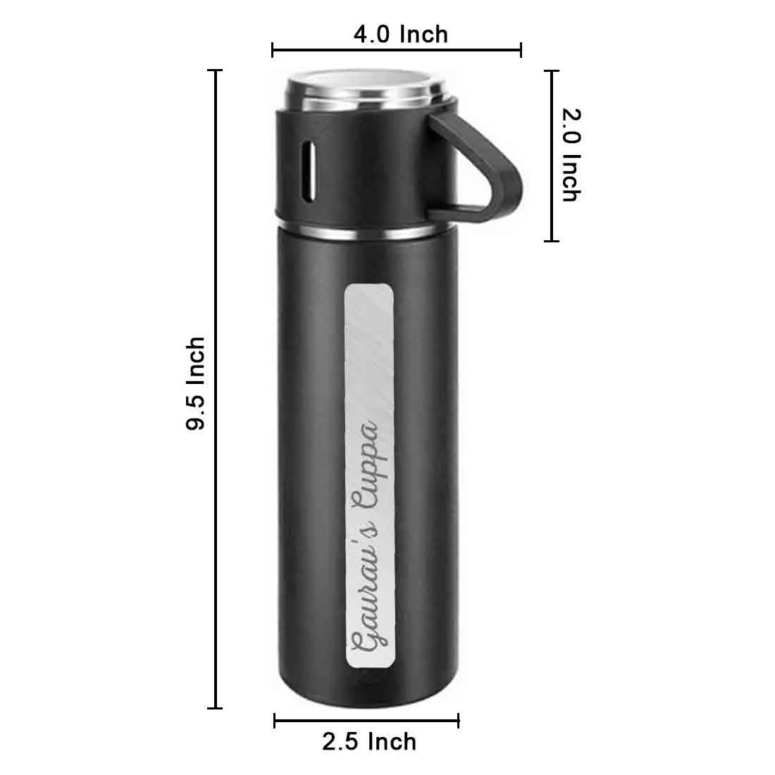 Personalized Vacuum Flask With 1 Cup for Hot & Cold Water - Add Name