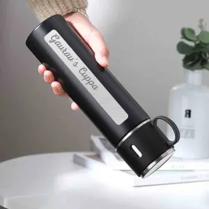 Personalized Vacuum Flask With 1 Cup for Hot & Cold Water - Add Name