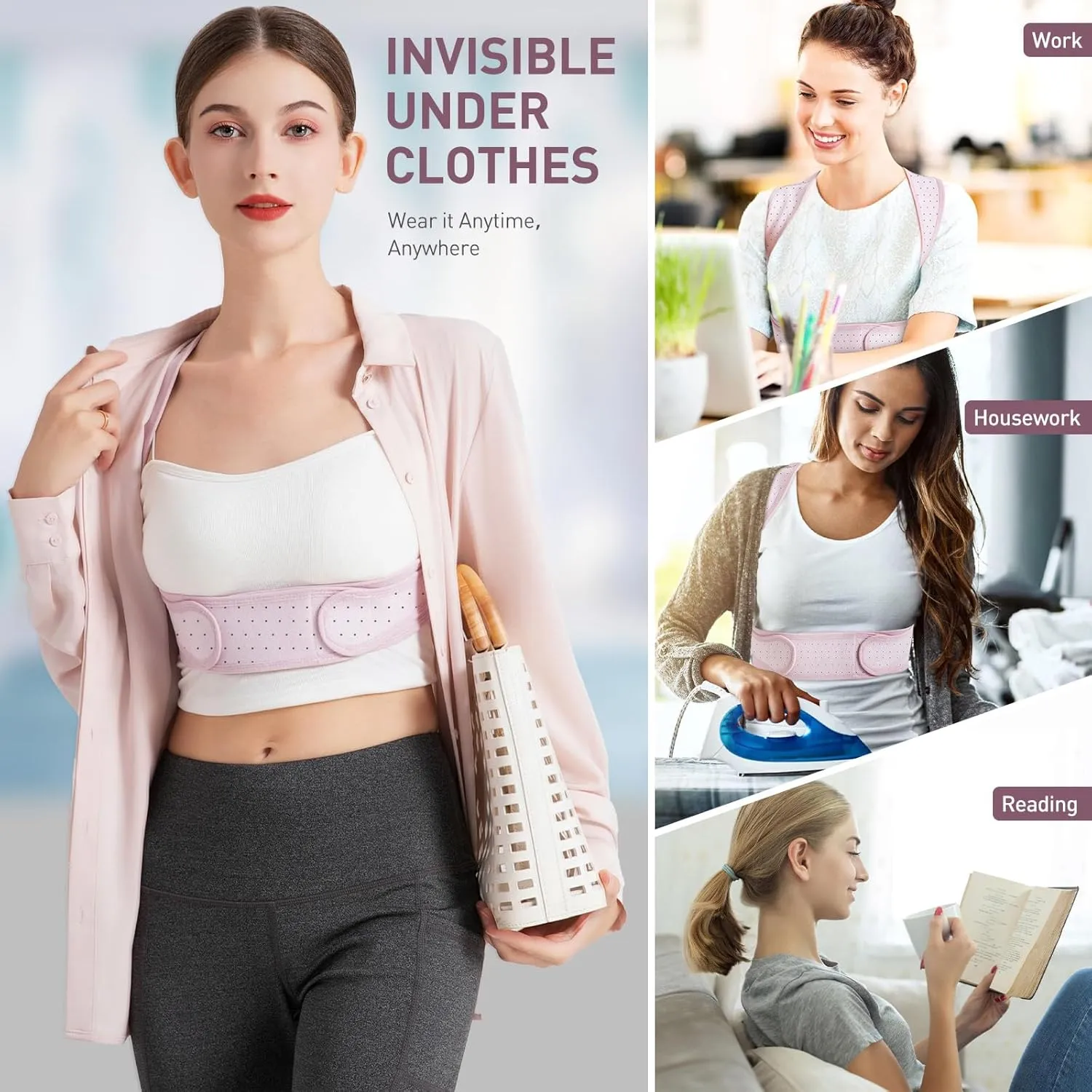 Posture Corrector For Women, Adjustable Back Brace For Posture, Back Posture Corrector Providing Pain Relief From Lumbar, Neck, Shoulder, And Clavicle, Back (S/M Upper Waist 25-36 Inch)
