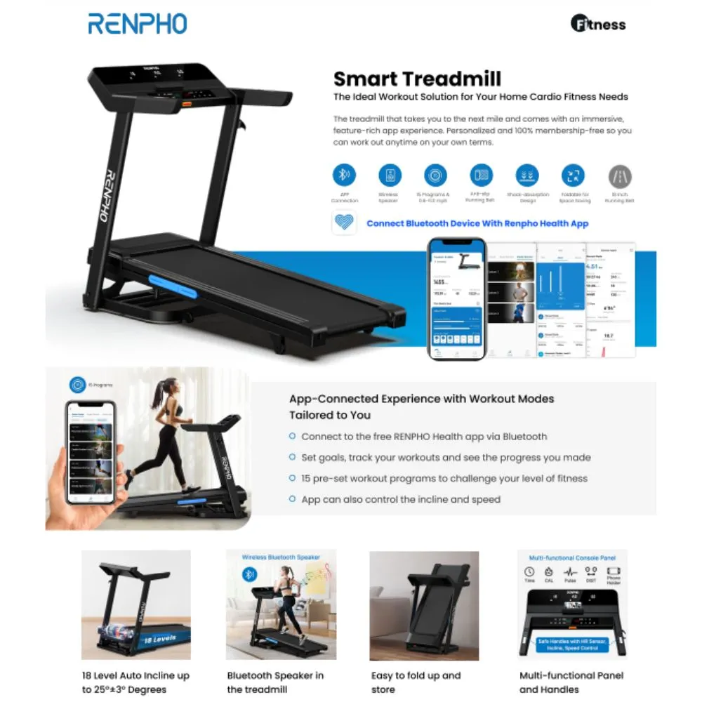 RENPHO Smart Treadmill - Black (R-Q004-BK)