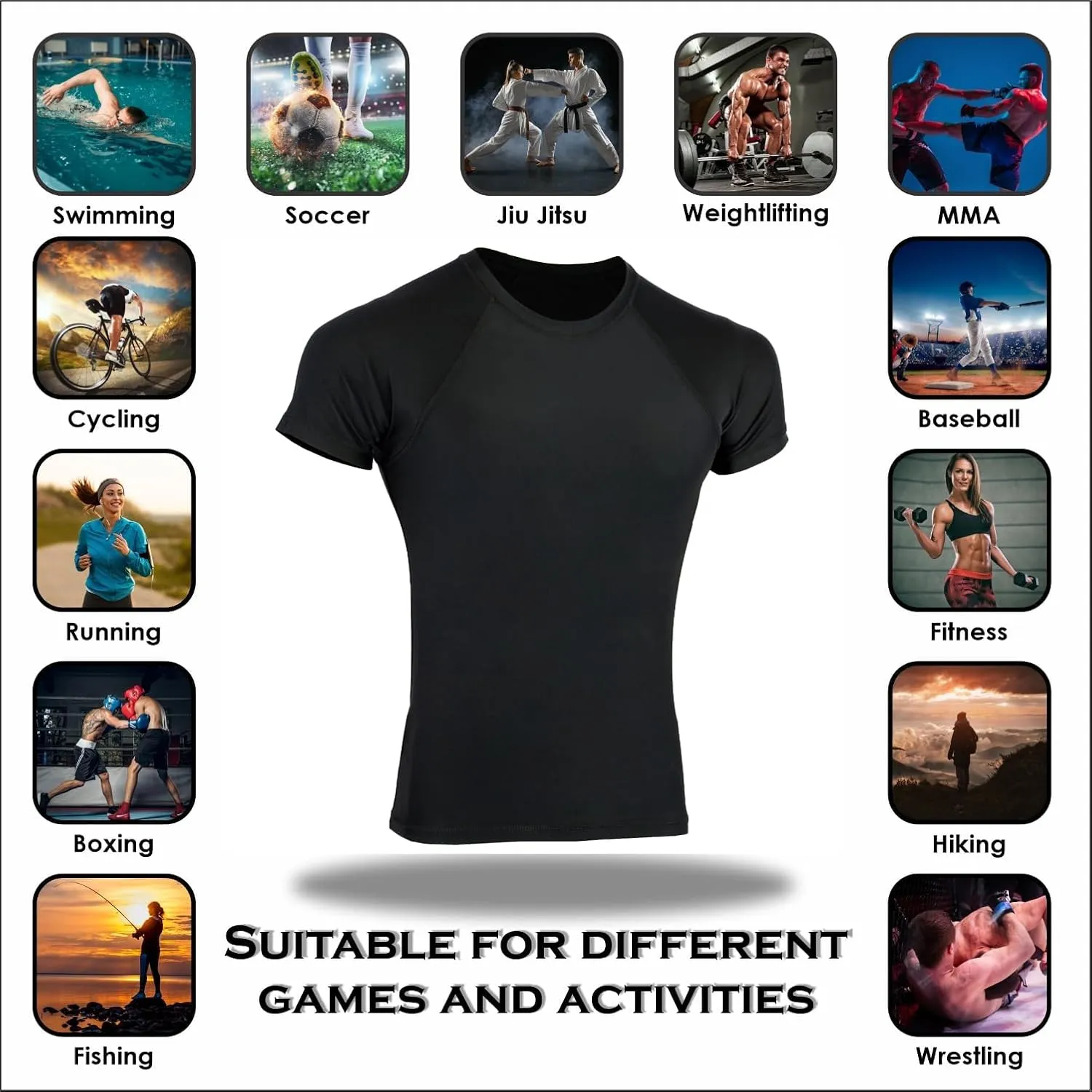 ROAR-INT Rash Guards Swim Shirt, UPF 50  Hiking, Fishing, MMA, Yoga, Athletic, Compression Shirt, Rash Guard for Men