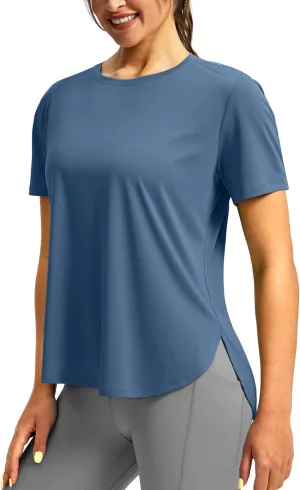 Soothfeel Women's Short Sleeve Workout Shirts UPF 50  Sun Protection Breathable Athletic Tee Tops Gym Running Yoga T-Shirts