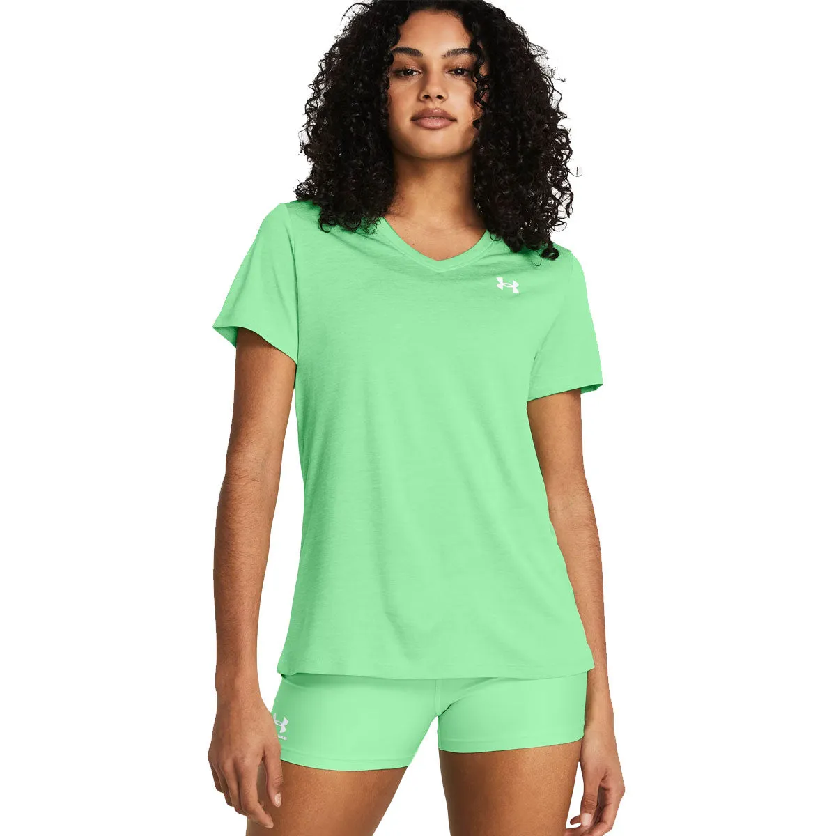 Under Armour Tech V-Neck Twist Training Tee - Womens - Matrix Green/White