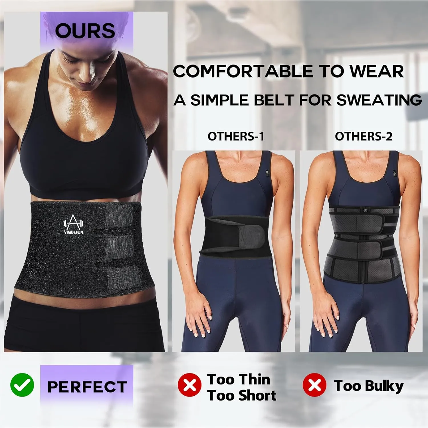 Waist Trimmer for Women Men Belly Fat, Waist Trainer Tummy Stomach Wraps, Exercise Sweat Belt Band Low Back Support