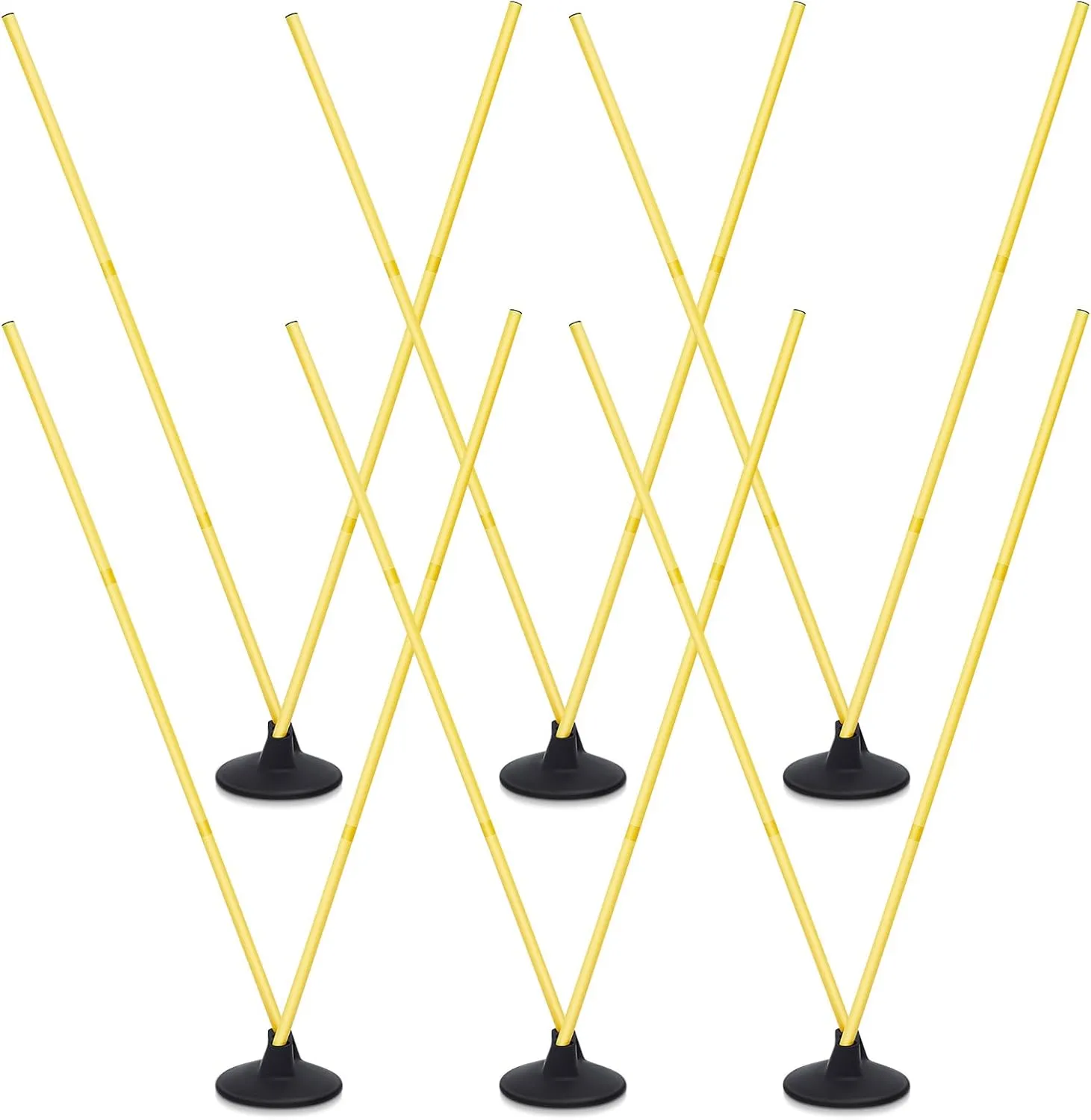 Wenqik 12 Pcs Soccer Agility Poles Set with 6 Training Poles Soccer Bases Detachable Speed Pole Highly Visible Yellow Sports and Agility Training Equipment Slalom Poles to Improve Balance Quickness