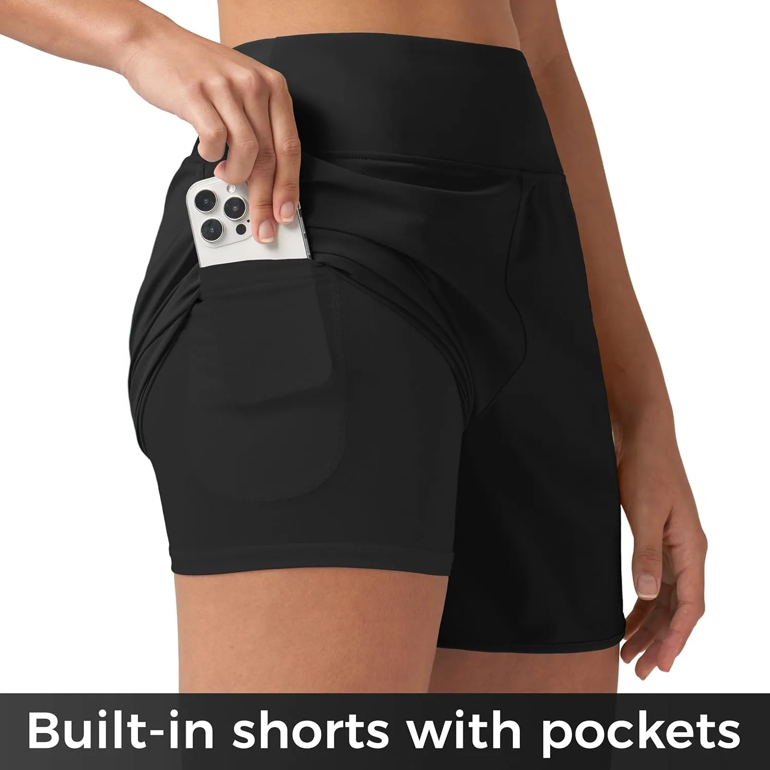 Willit Women's 5" Swim Shorts with Liner High Waisted Quick Dry Swimming Board Shorts with Pockets UPF 50 