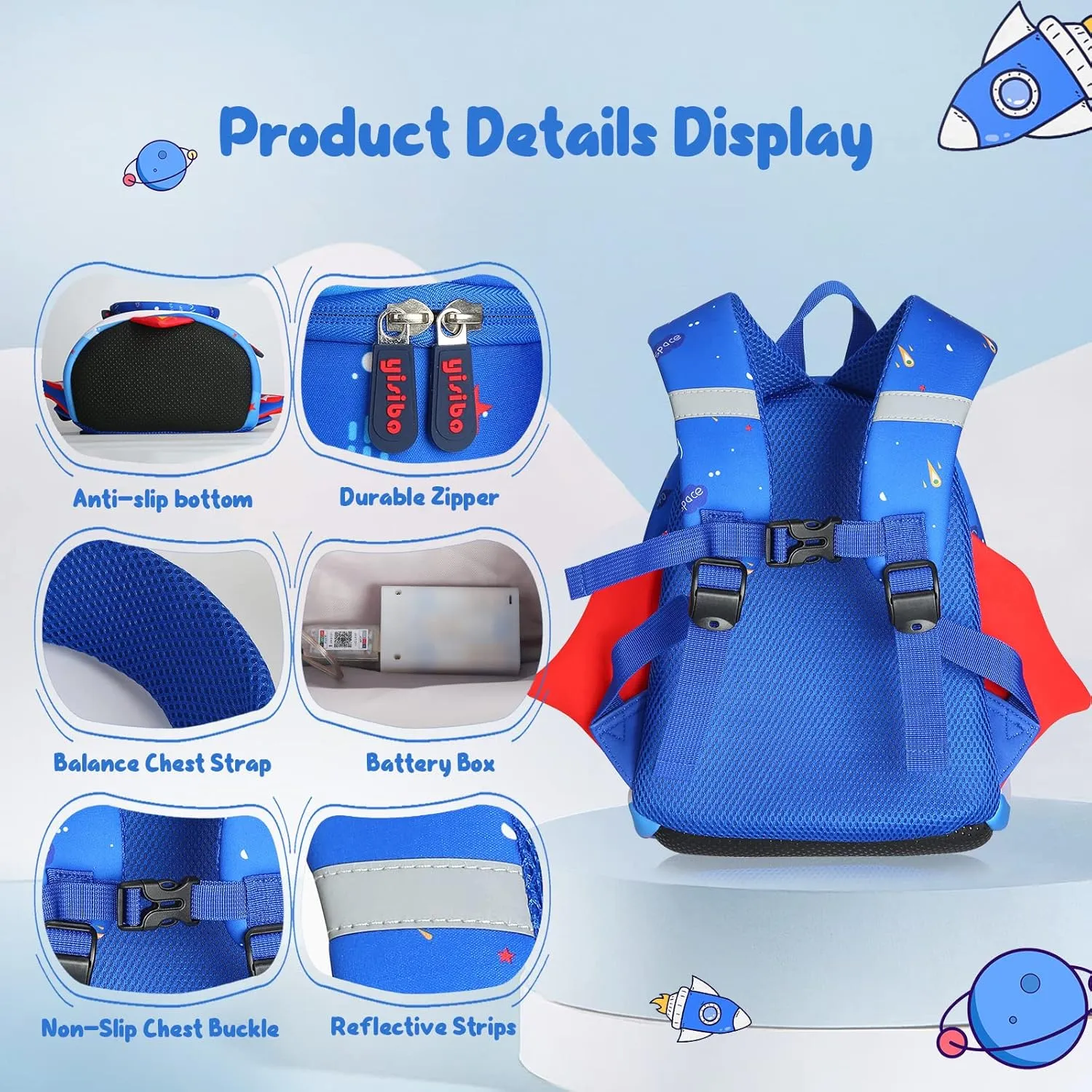 yisibo Dinosaur Hippo Kids Toddler Backpack for Boys Girls Lightweight Waterproof Preschool Travel Schoolbag for 2-7 Years